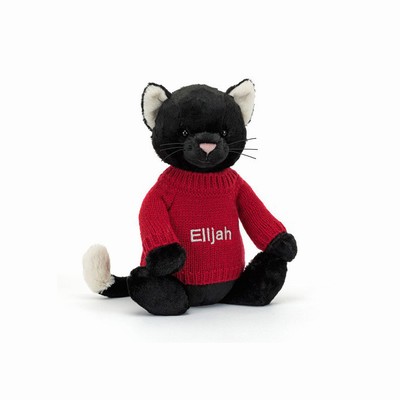 Jellycat Bashful Black Kitten with Red Jumper | HZ7603182